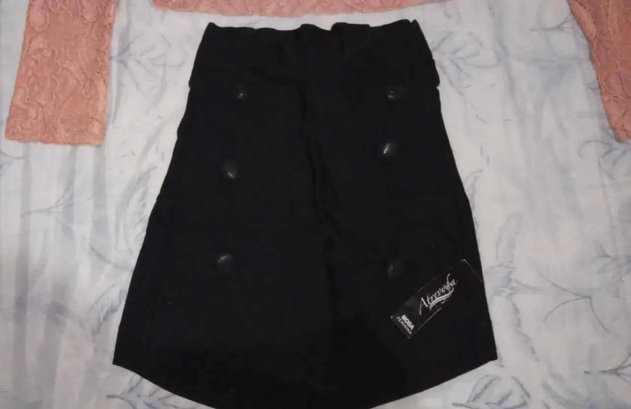 Blusa de renda rosa e saia preta para menina - Foto 2