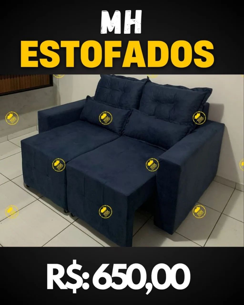Sofá 2 Lugares Estofado Retrátil MH - Foto 4