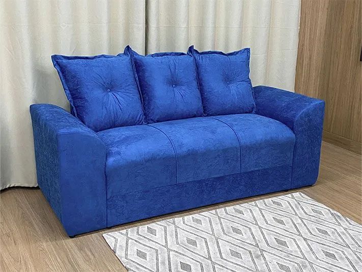 Conjunto Sofá 2 e 3 Lugares Suede Azul - Foto 2