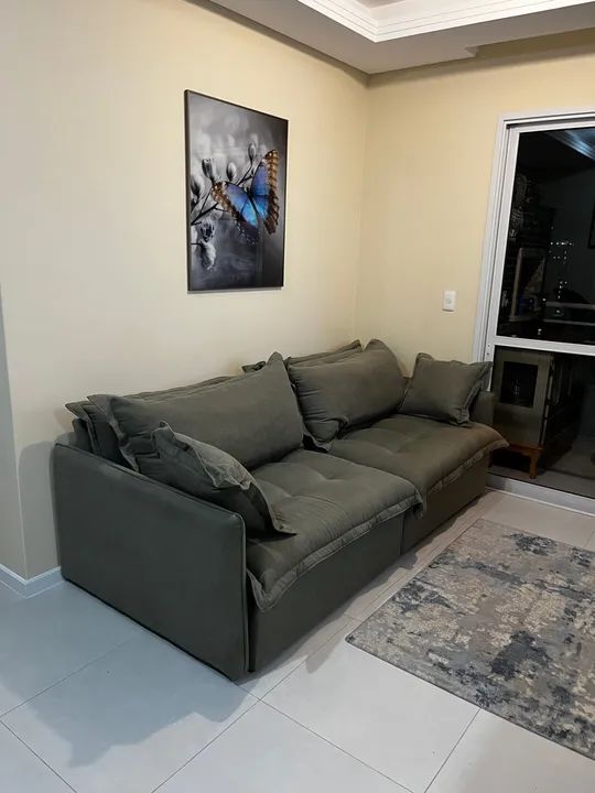 Sofá Retrátil 3 lugares - Verde - Novo - Foto 2