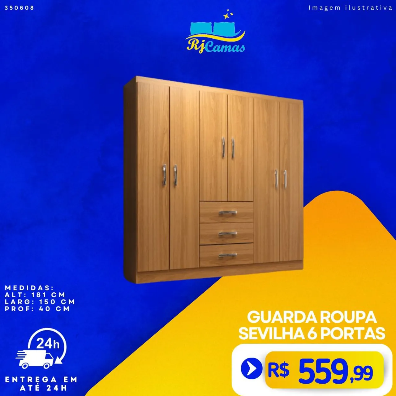 Guarda-Roupa Sevilha 6 Portas Novo