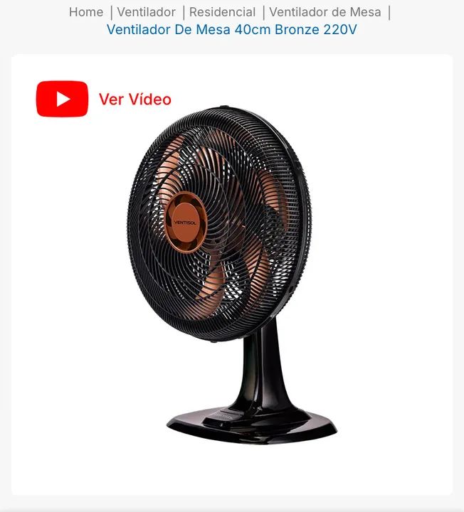 Ventilador de Mesa 40cm Bronze 220V - Ventisol - Foto 2