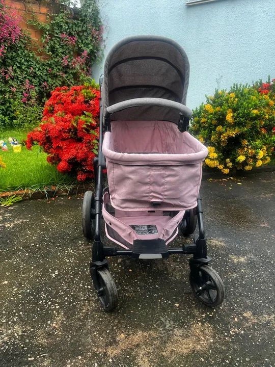 Carrinho de Bebê Cosco - Rosa e Cinza - Foto 4