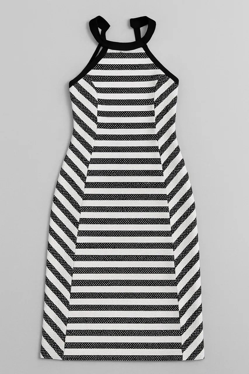 Vestido listrado preto e branco