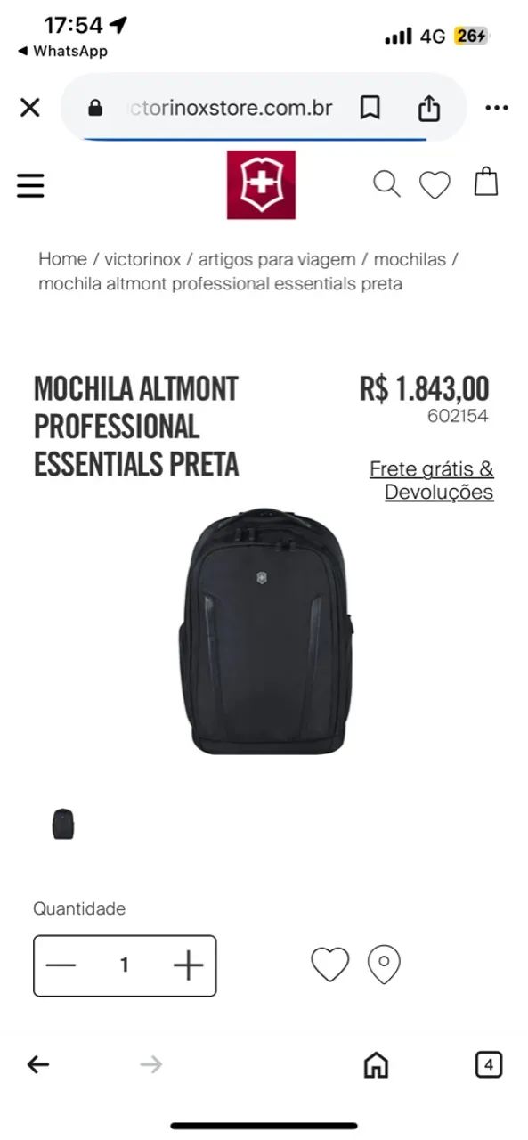 Mochila para Notebook Victorinox - Preta - Nova - Foto 3