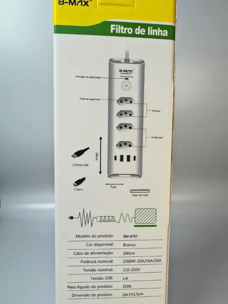 Filtro de Linha Extensão de Tomada 2 Metros - Foto 4