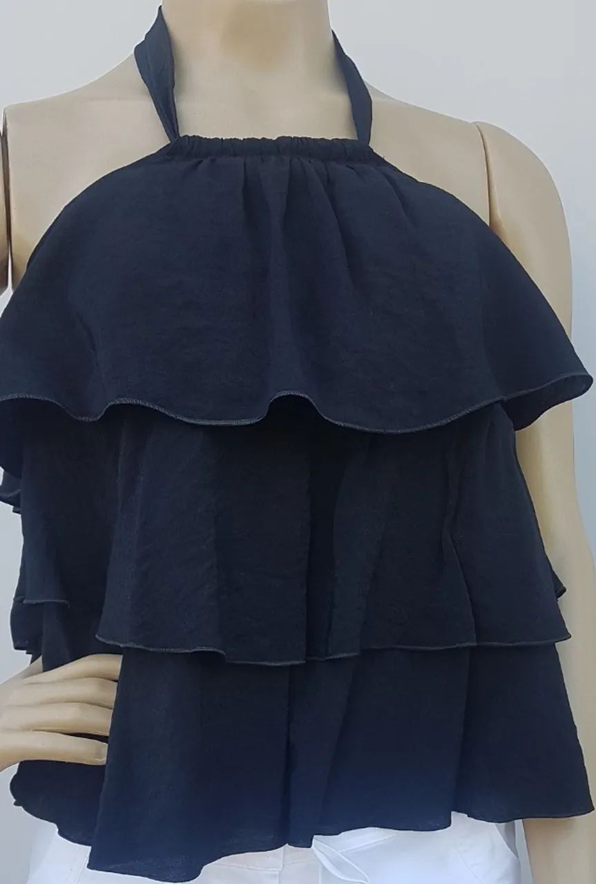 Blusa Feminina / Bata 3 babados Tecido - Foto 2