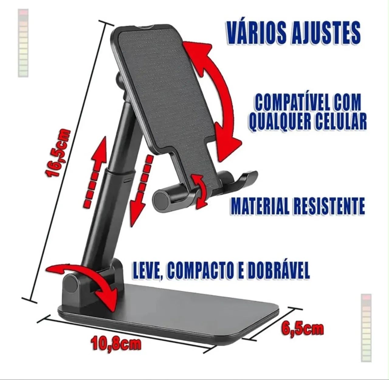 Suporte Ajustável para Celular e Tablet - Preto e Branco - Foto 5