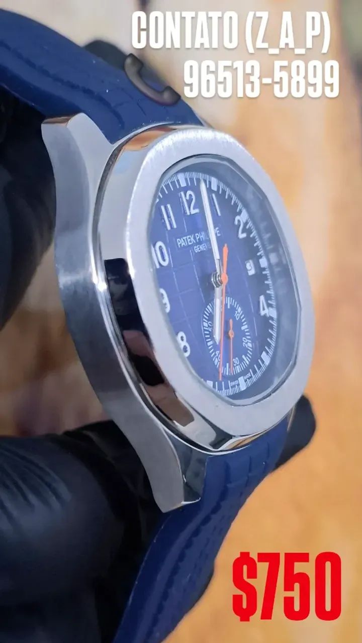 Relógio PATEK PHILIPPE AUTOMÁTICO PULSEIRA AZUL  - Foto 3