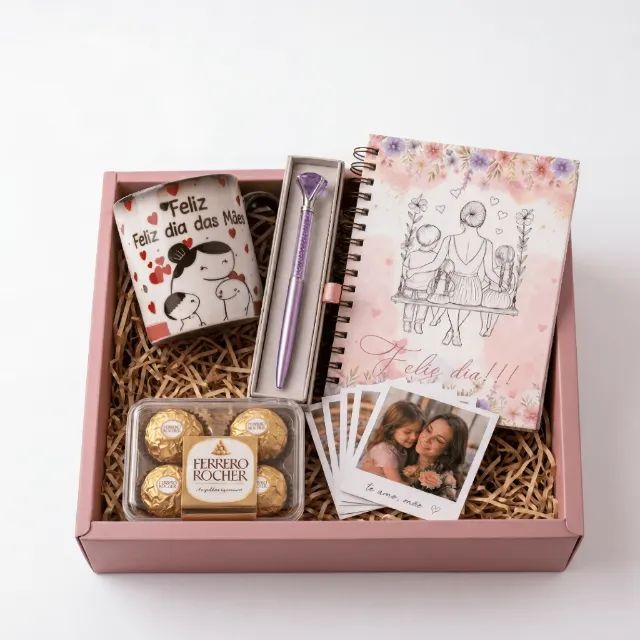 Kit Dia das Mães Personalizado com Xícara Mágica, Agenda, Polaroides, Caneta e Chocolate - Foto 3