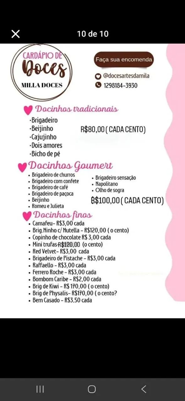 Docinhos para festa 