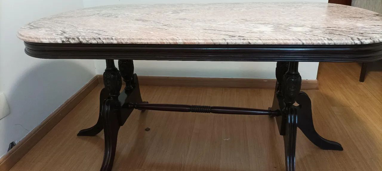 Mesa jantar jacarandá com mármore Carrara rosa - Foto 4