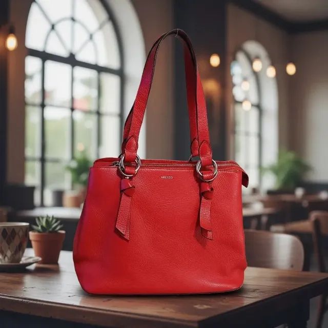 bolsa arezzo couro legítimo vermelha