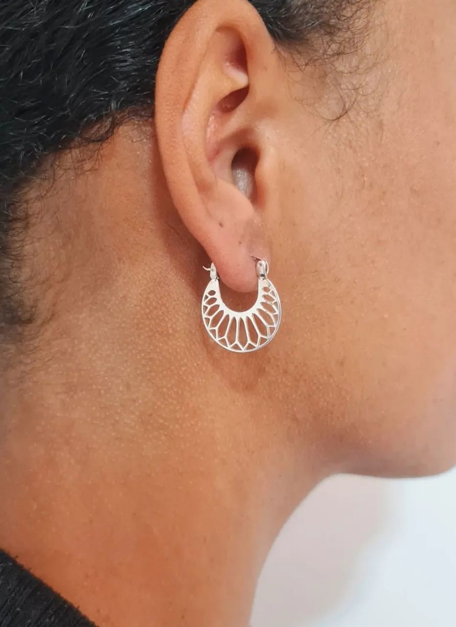 Argola Geometrica Prata 925 - Foto 3