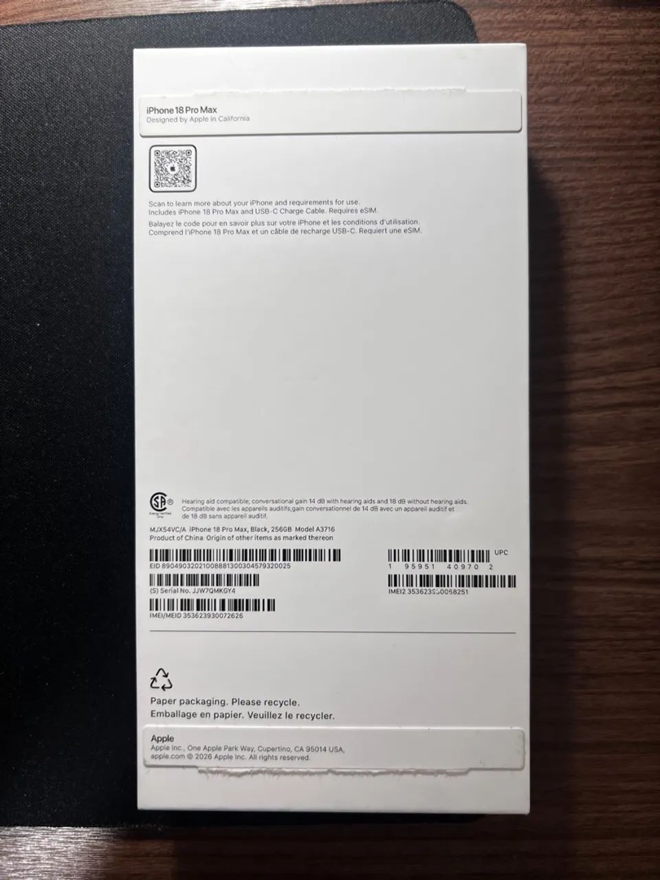 iPhone 18 pro max novo caixa aberta