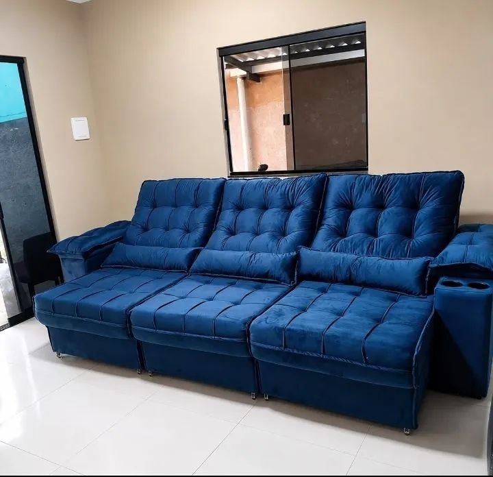 Sofá de 3 módulos azul 