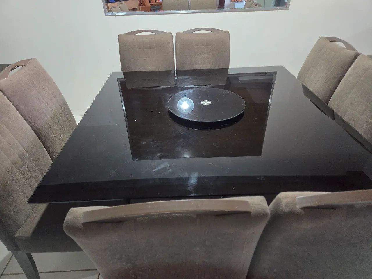 Conjunto de mesa de jantar vidro c 8 cadeiras  - Foto 3