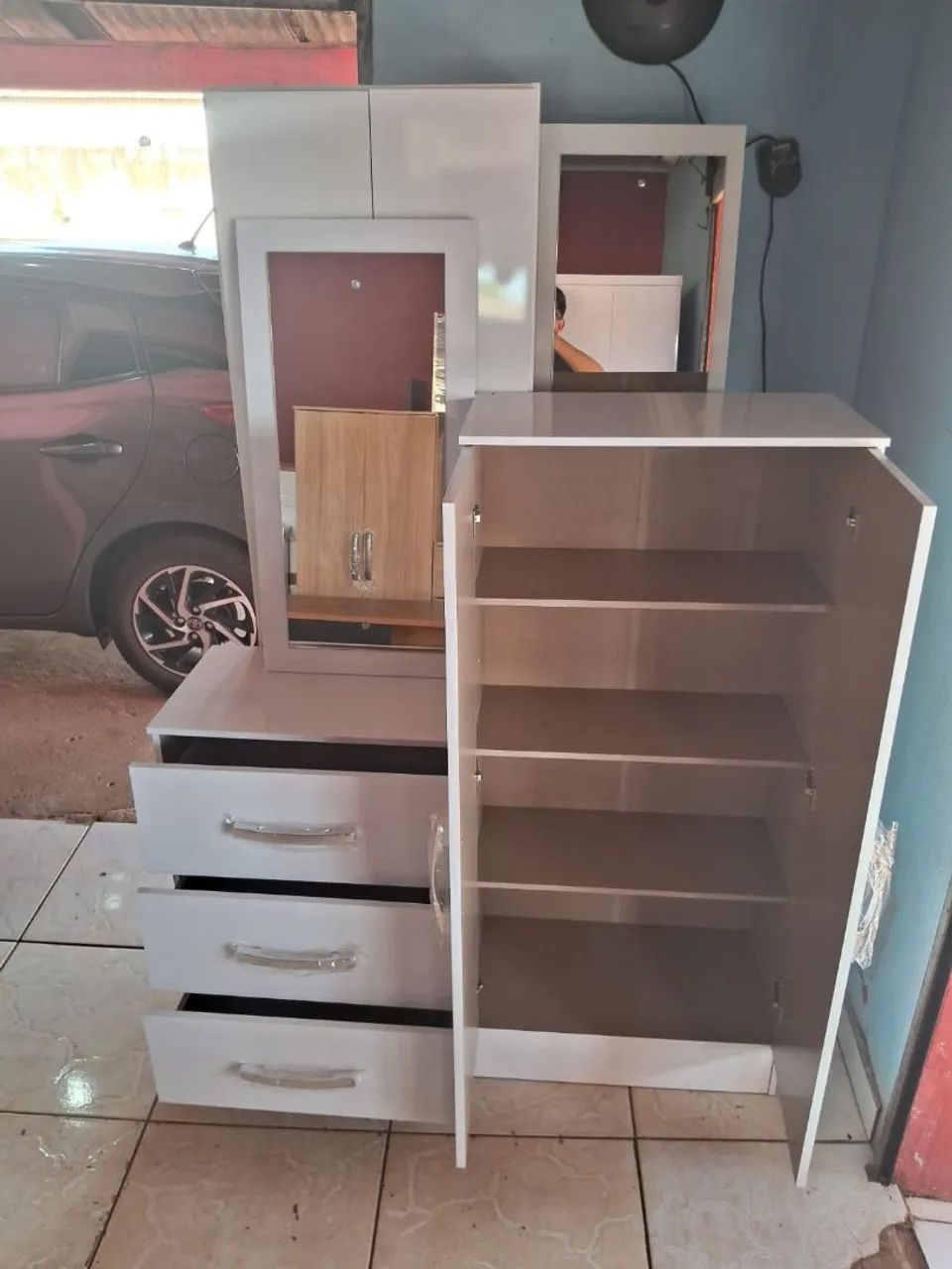 CÔMODA SAPATEIRA MULTIUSO NOVAS B700 COM ESPELHO  - Foto 3