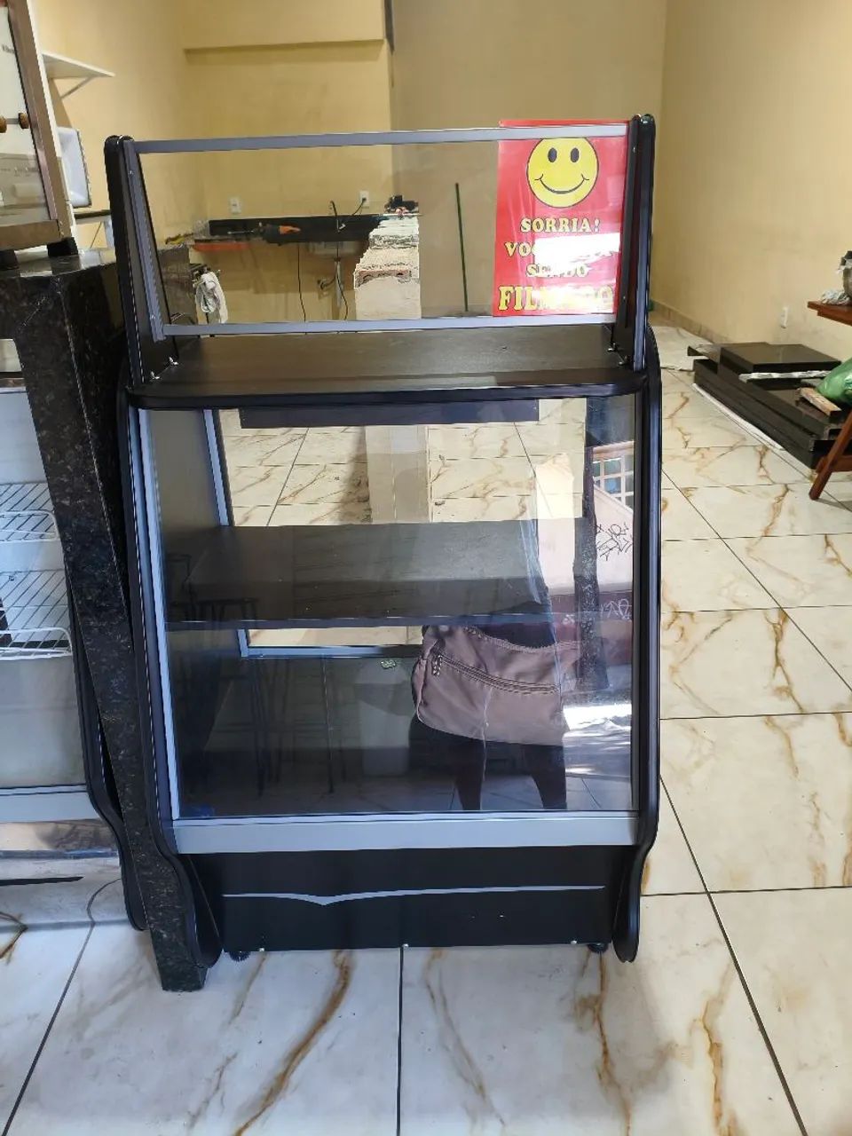 Balcão Vitrine Caixa Preto Toop , Com Gaveta