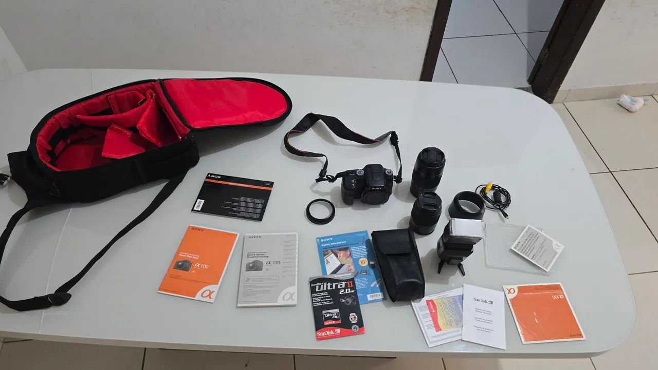 Câmera Sony com lentes