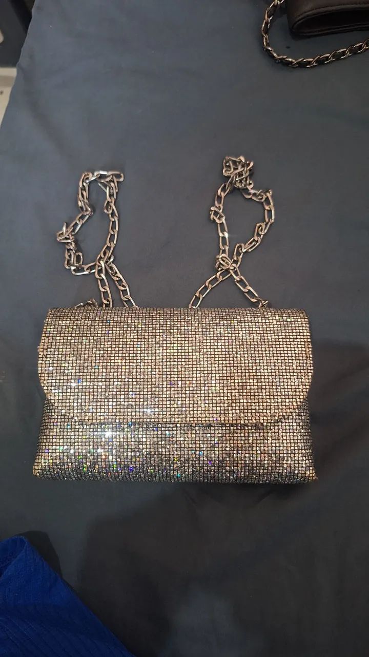 Bolsa shein prata brilhosa - Foto 4