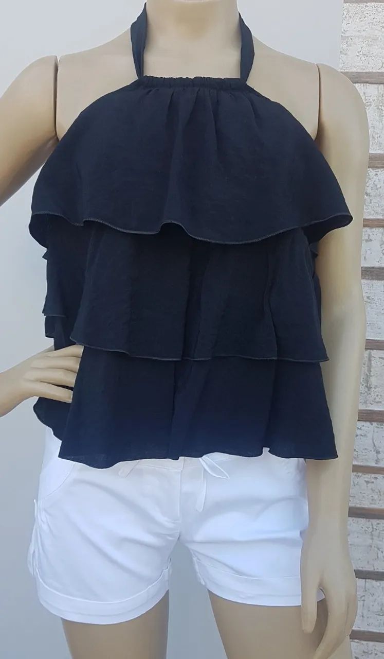 Blusa Feminina / Bata 3 babados Tecido - Foto 5