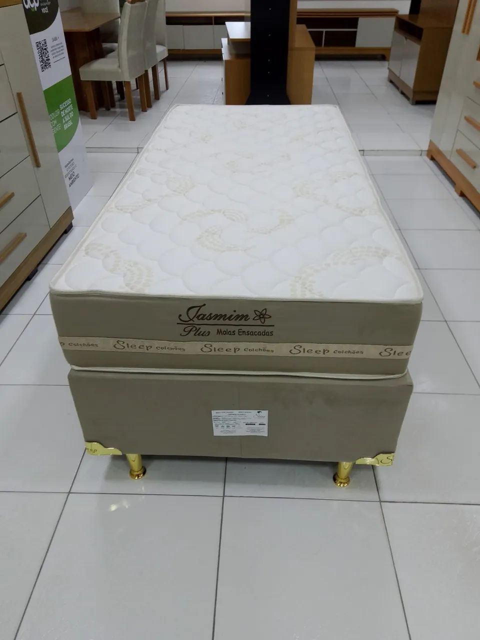 Cama Box solteiro Jasmin Plus, base + colchão com molas ensacadas - Entrega imediata; - Foto 3