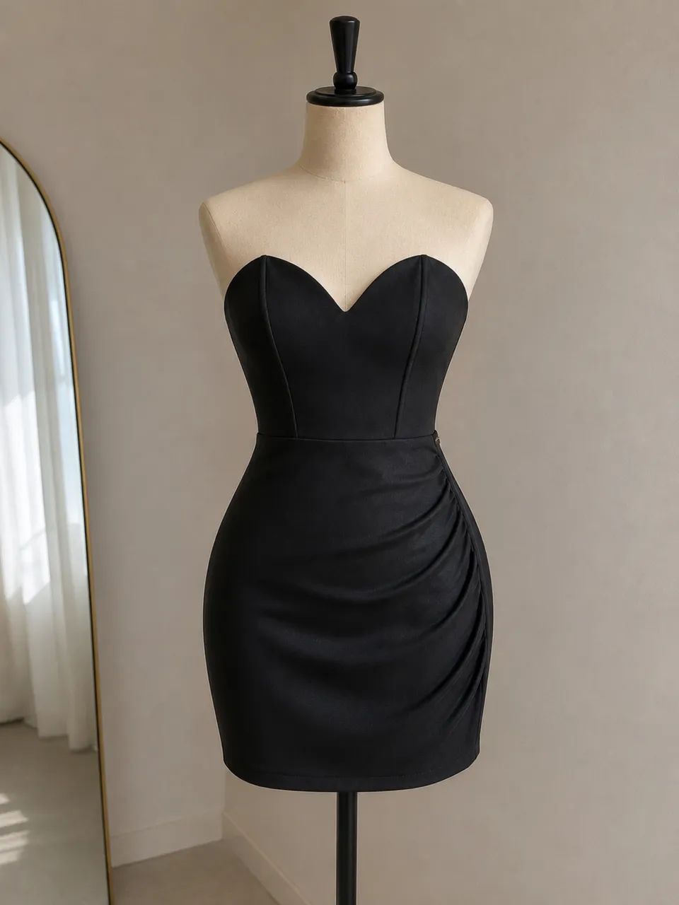 Vestido Tomara que Caia Preto com Drapeado Lateral - Foto 3