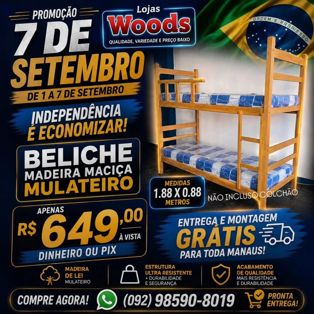 Beliche Madeira Com Entrega e Montagem Grátis para Toda Manaus - Foto 4