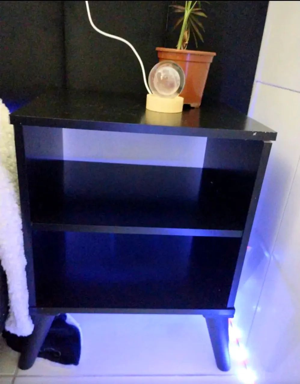 ? Mesa Mesa de Cabeceira / Criado Mudo Preto - Estilo Retrô 65576106065410122
