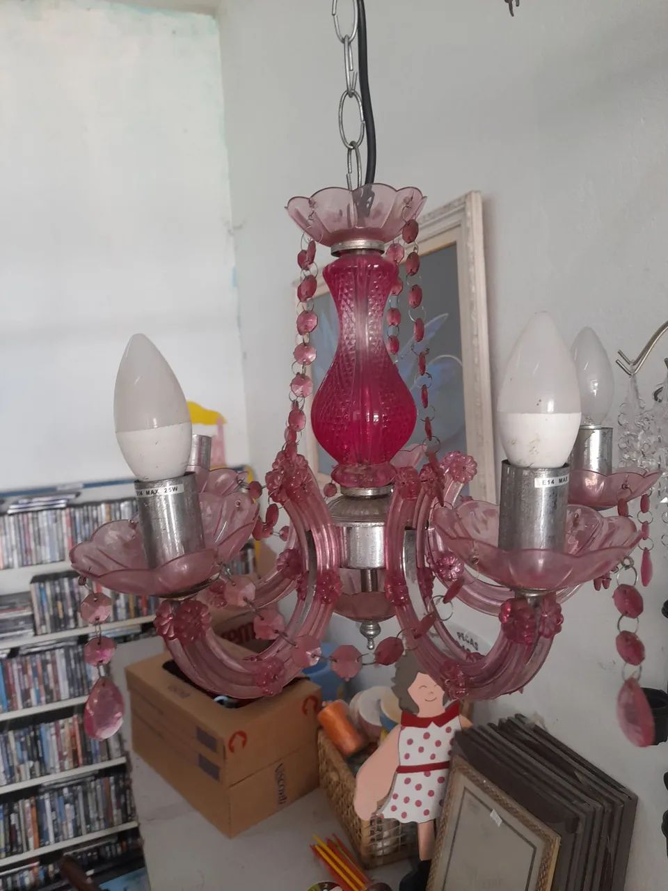 Lustre acrílico e vidro rosa - Foto 3