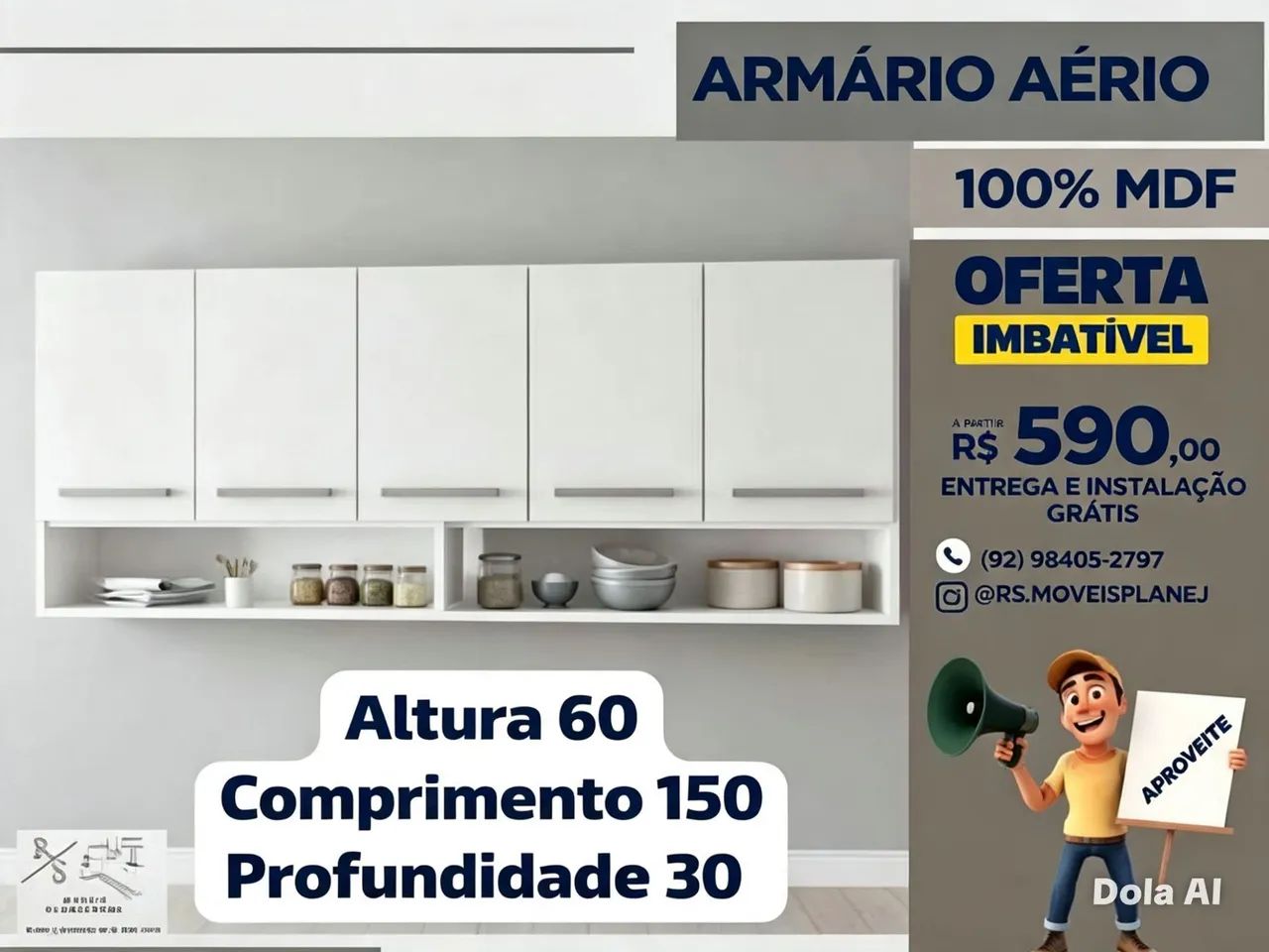 Armário aéreo 100% MDF - Foto 4