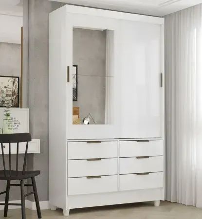 Guarda Roupa Sevilha com Espelho Branco