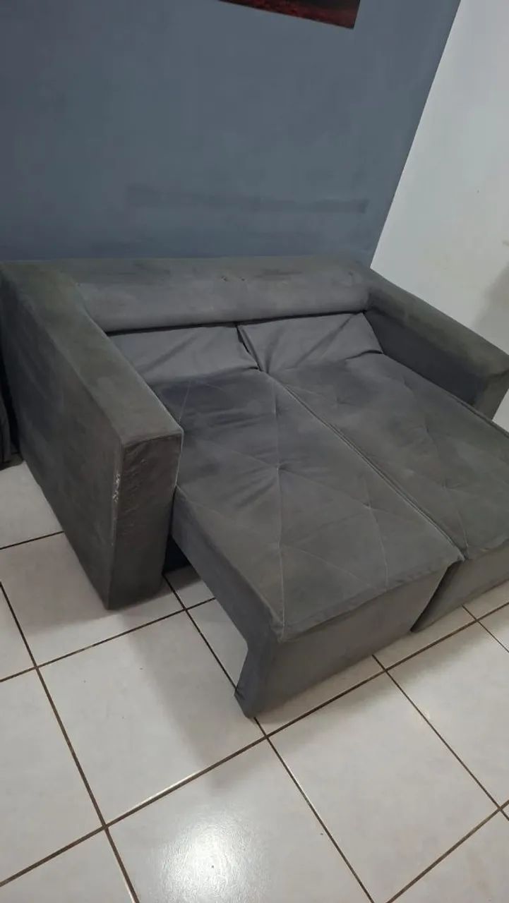 Sofá suede cinza  - Foto 3