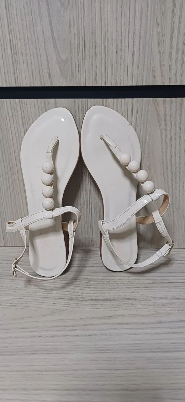 Sandalia rasteirina 36 bege