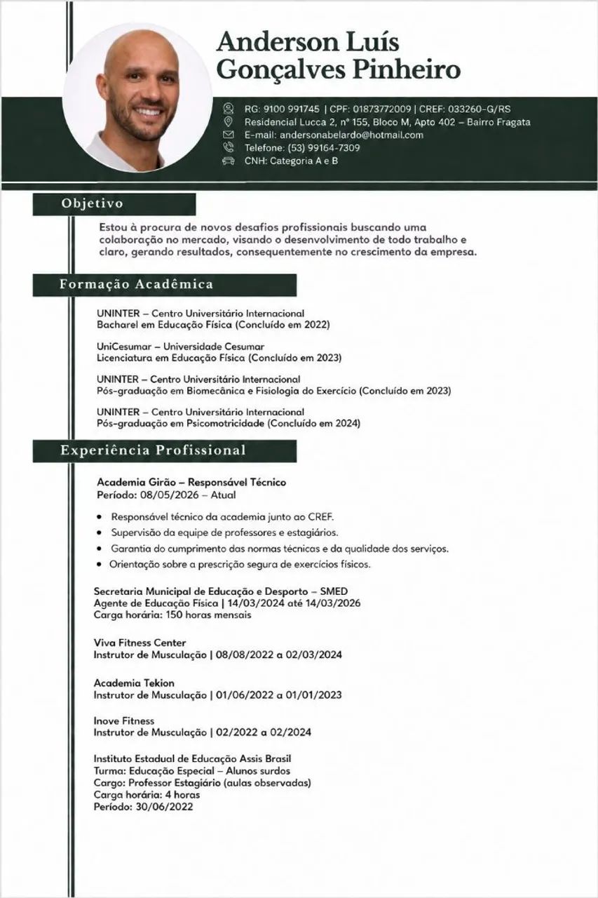 Currículos e documentos em PDF 