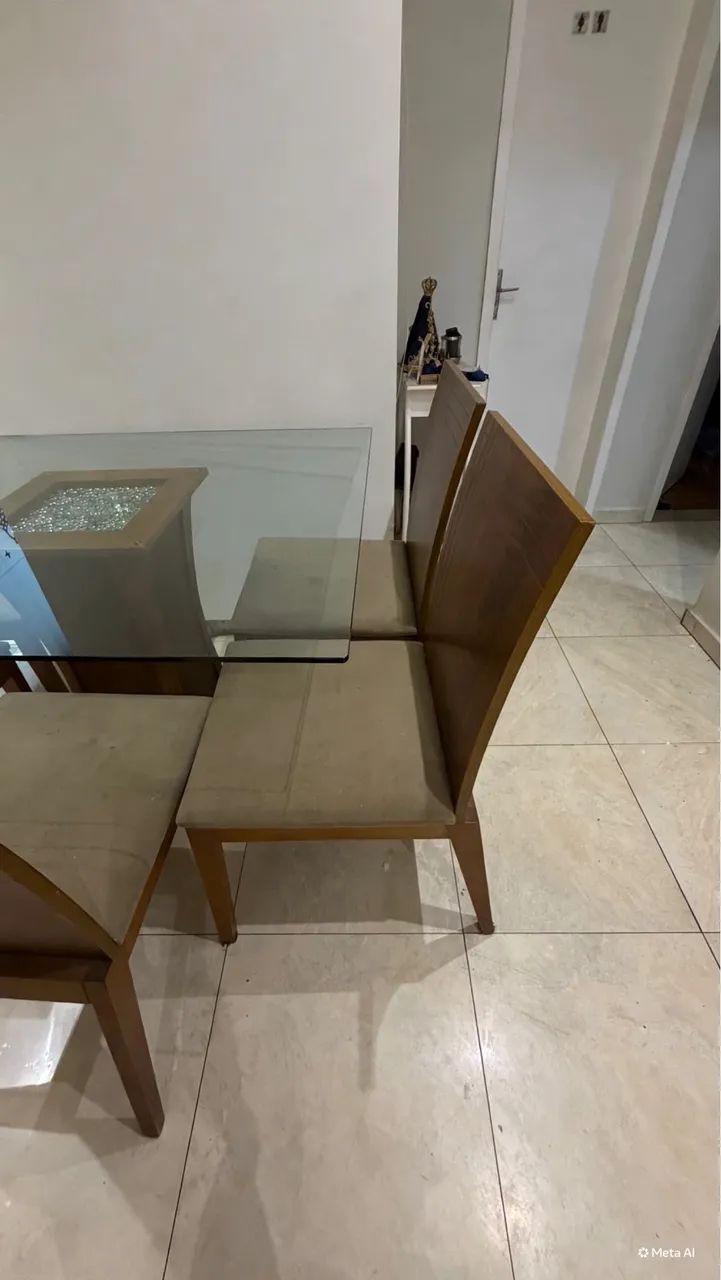 Mesa vidro 4 cadeiras  - Foto 4