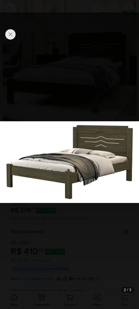 Cama de casal Sofia195x144cm cor castanho e branco - Foto 2