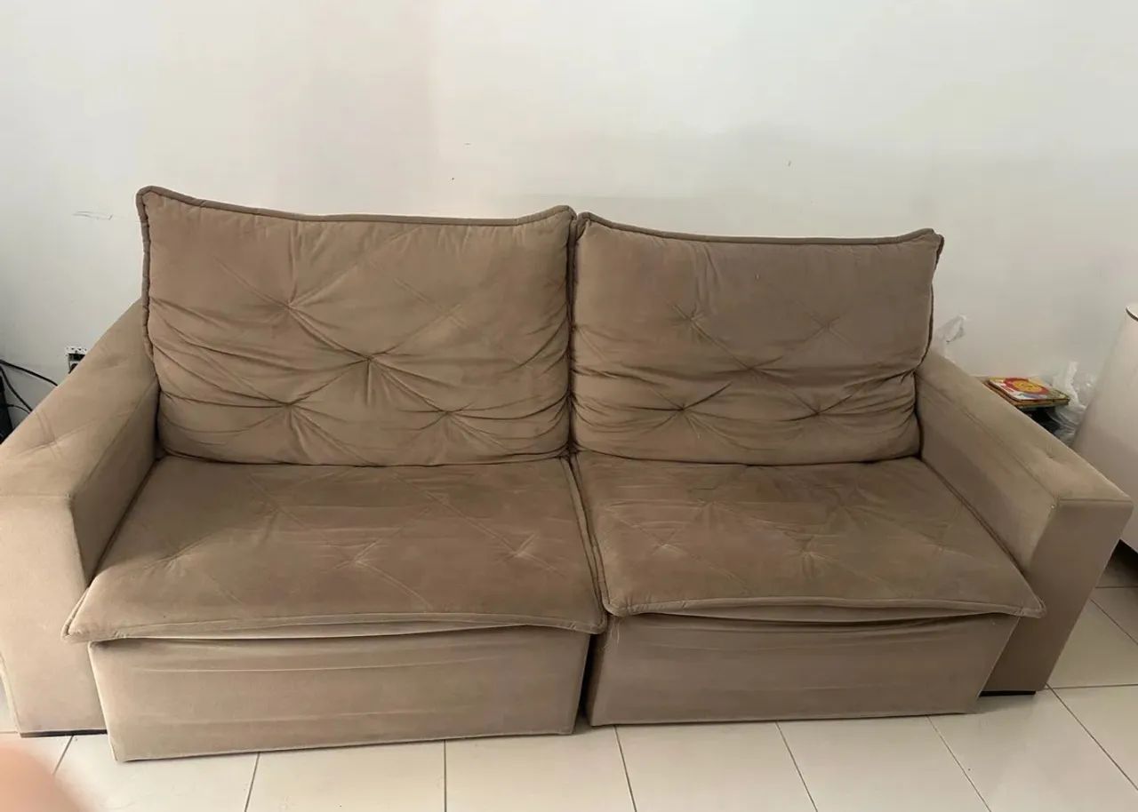 Sofá retrátil e reclinável suede 2,45m