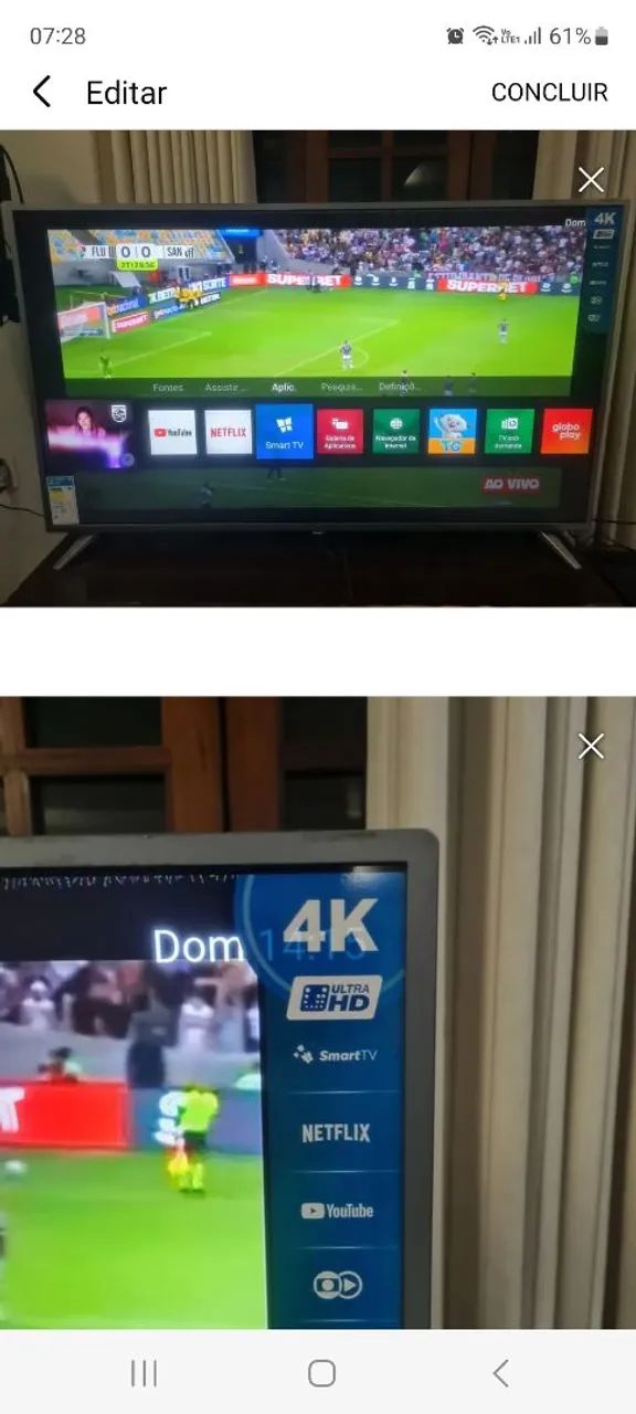 TV Smart Philips 4k 55' com Controle remoto e suporte de pé