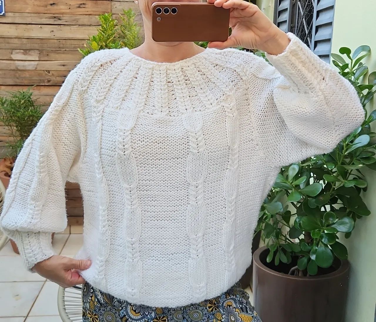 Sueter branco de tricô