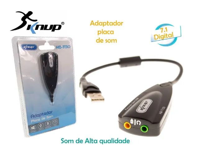 Placa de Som Externa Usb  7.1 Knup