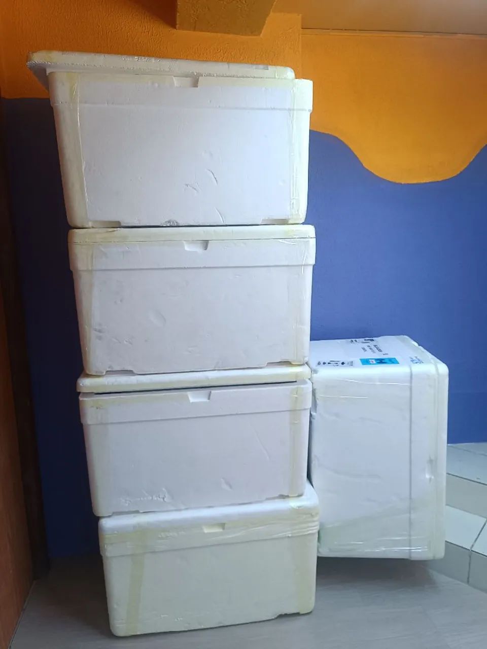 Caixas de isopor 130 litros (valor das 5 unds juntas)