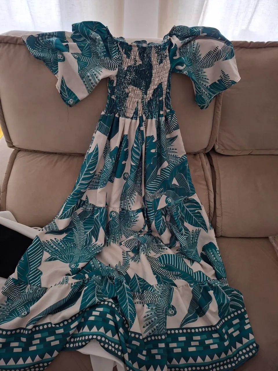 Vestido midi estampado verde - Foto 3