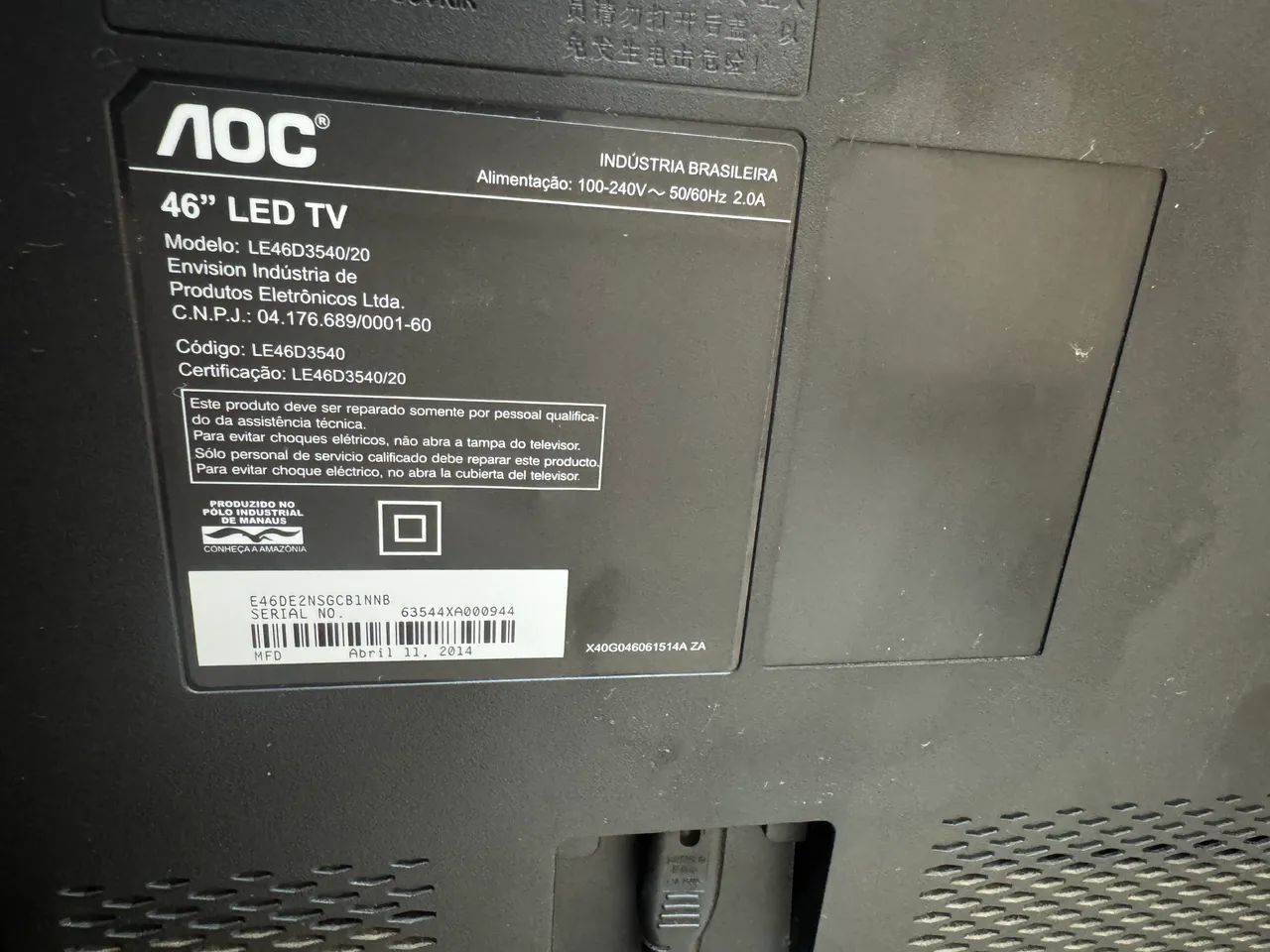 TV AOC de 46 polegadas LED - Foto 4