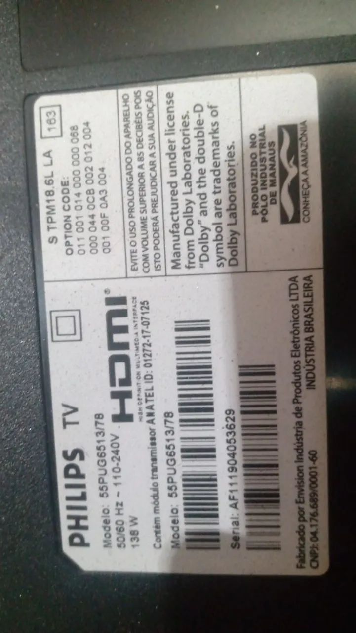  Philips 55pug6513 sem imagem com som 
