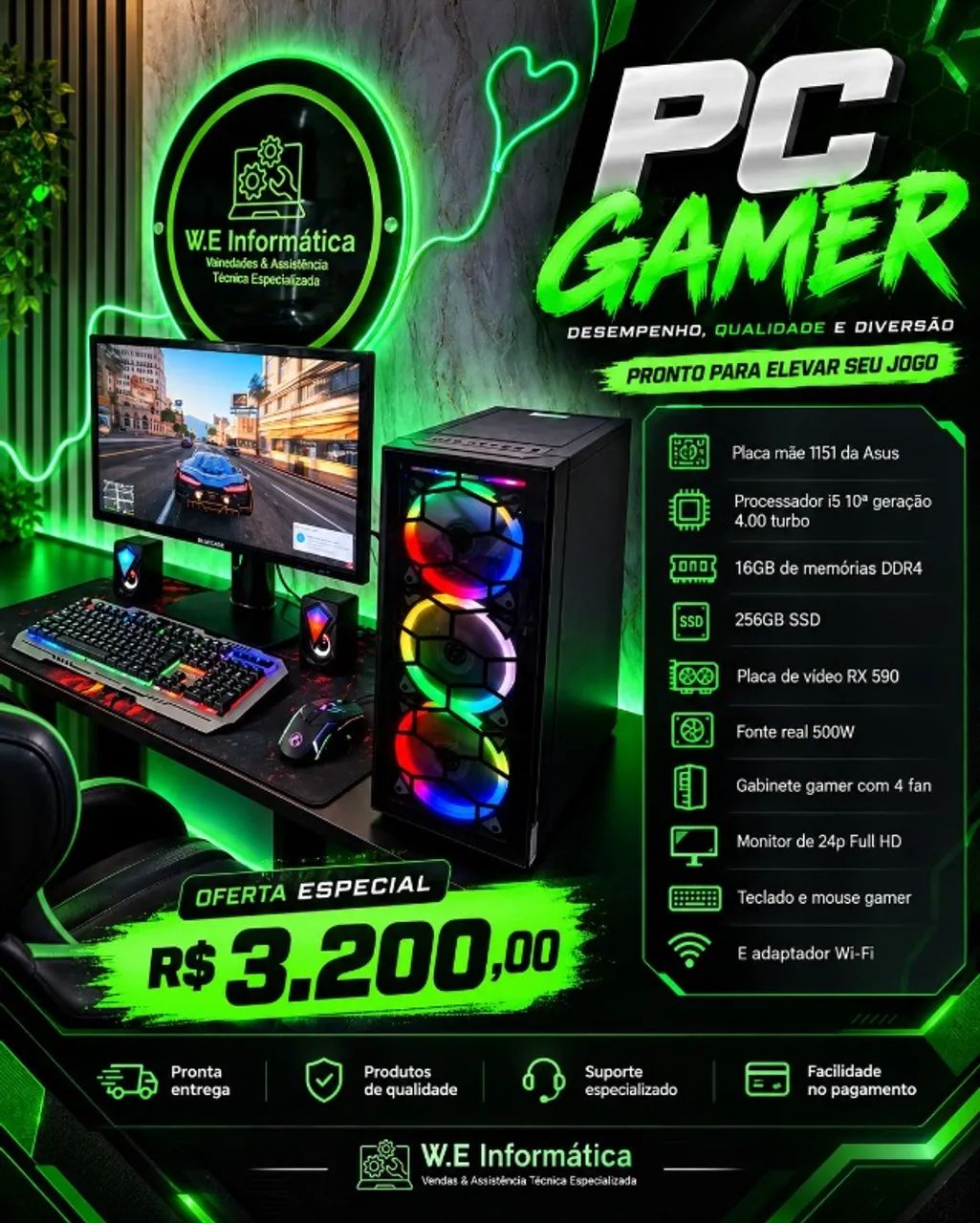 PC COMPLETO PARA JOGOS COM GARANTIA