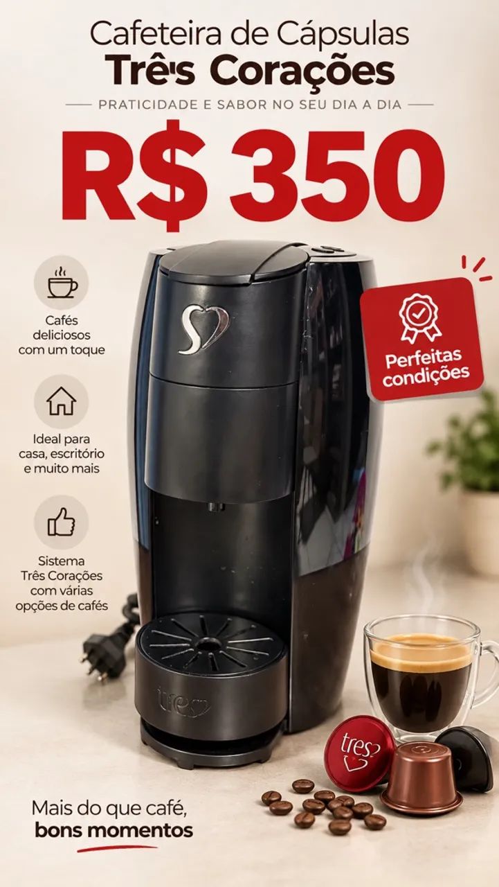 Cafeteira de Cápsulas 3 Corações