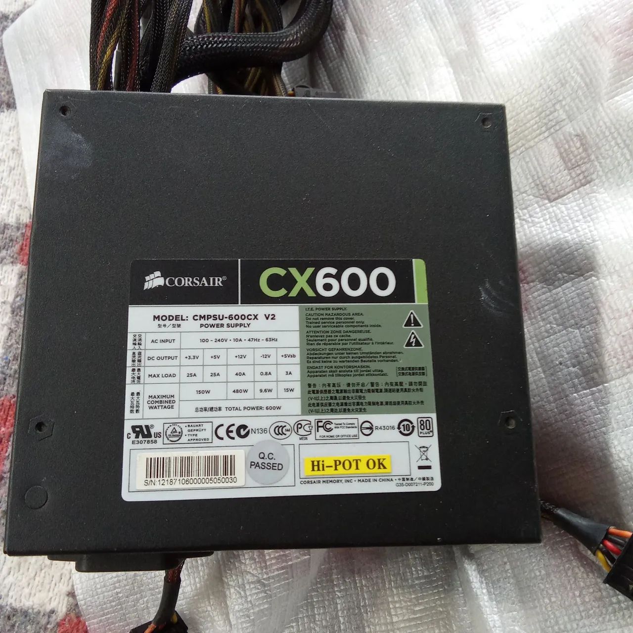 Fonte Corsair cx600.   600w.  Usada - Foto 3