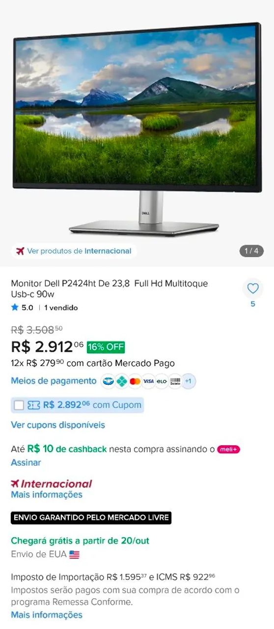 Monitor Dell Touchscreen 24" - Foto 3